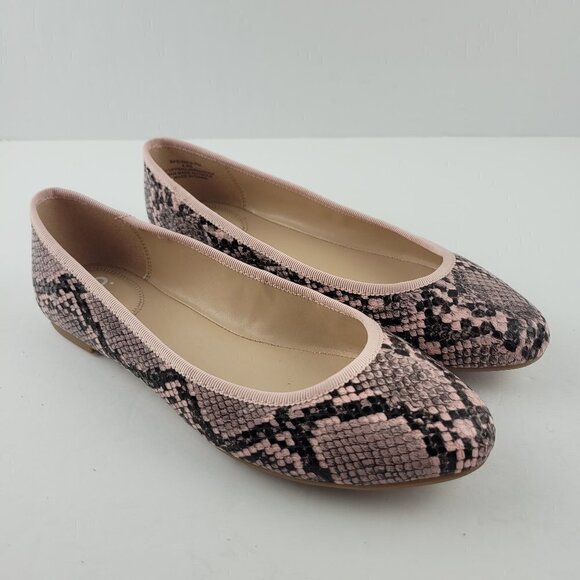 Nordstrom Bp. Bianca Blush Pink Faux Snakeskin Print Ballet Flats 6.5 - Picture 2 of 9